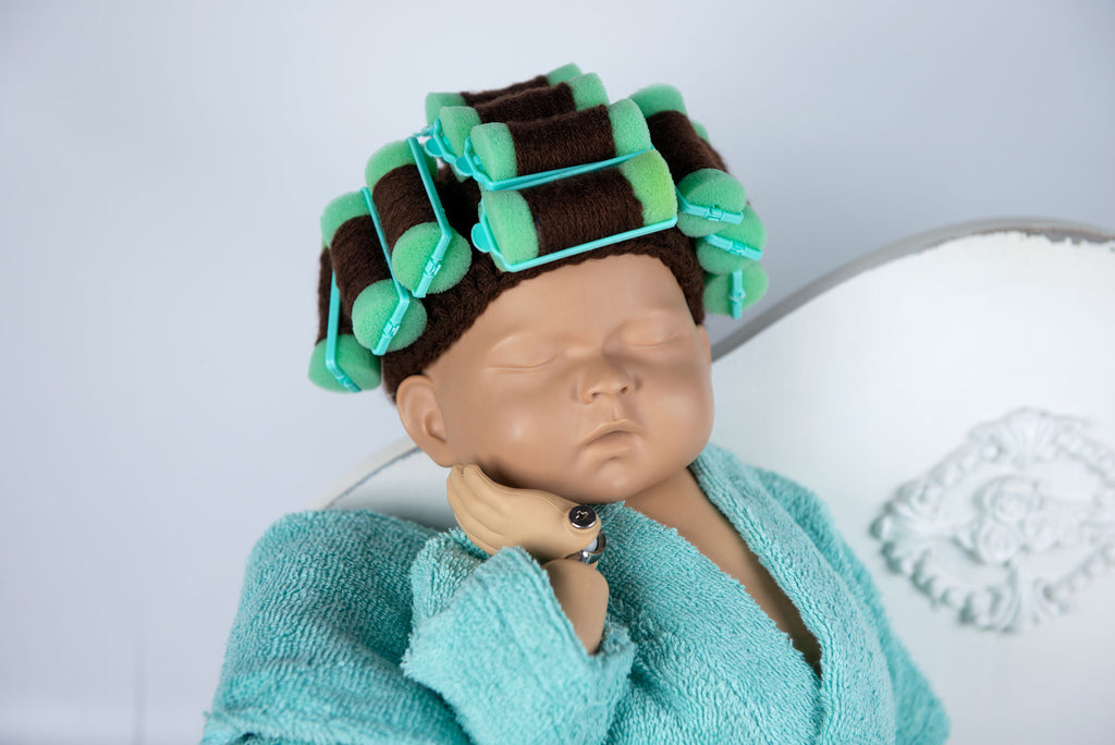 Newborn Curlers Wig - Green/Dark Hair