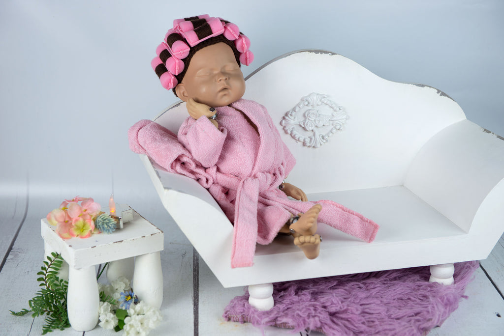 Newborn Curlers Wig - Pink/Dark Hair