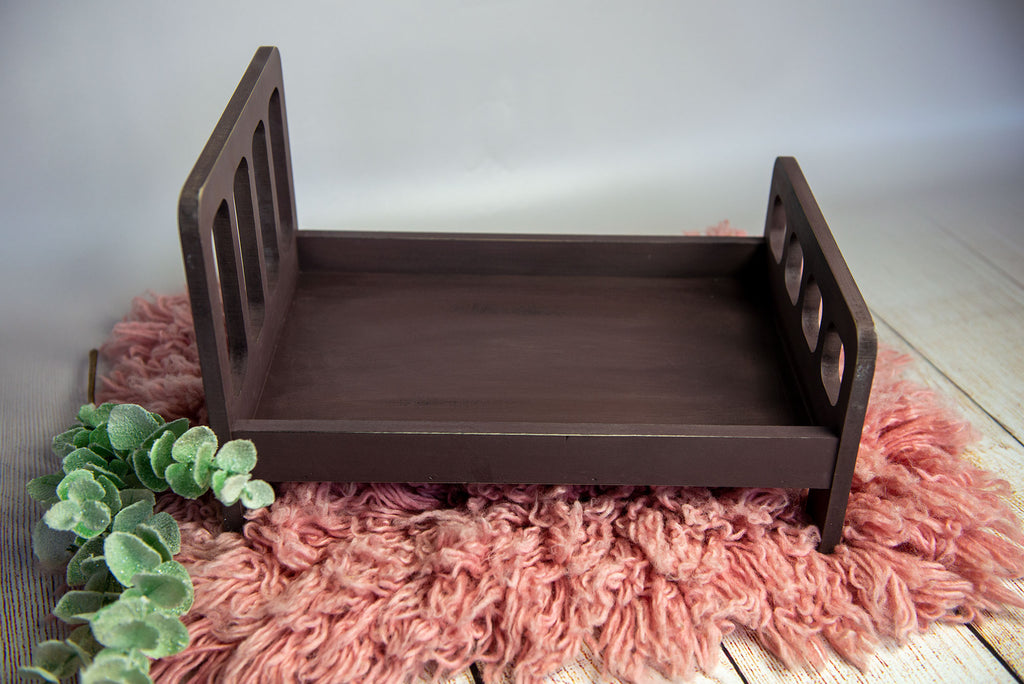 Rustic Bed - Straight Headboard with Curved Spindles - Brown