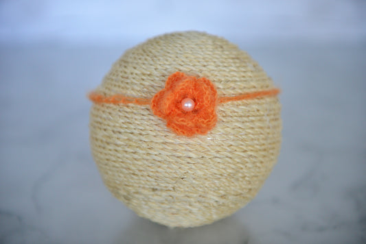 Mohair Flower Headband - Orange