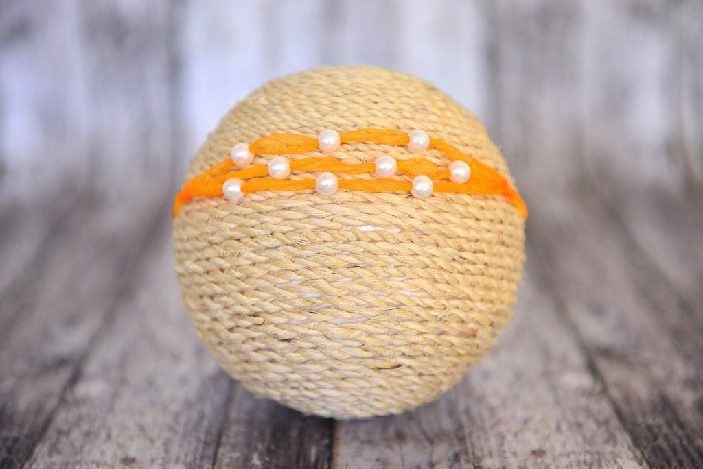 Beaded Ribbon Headband - Orange