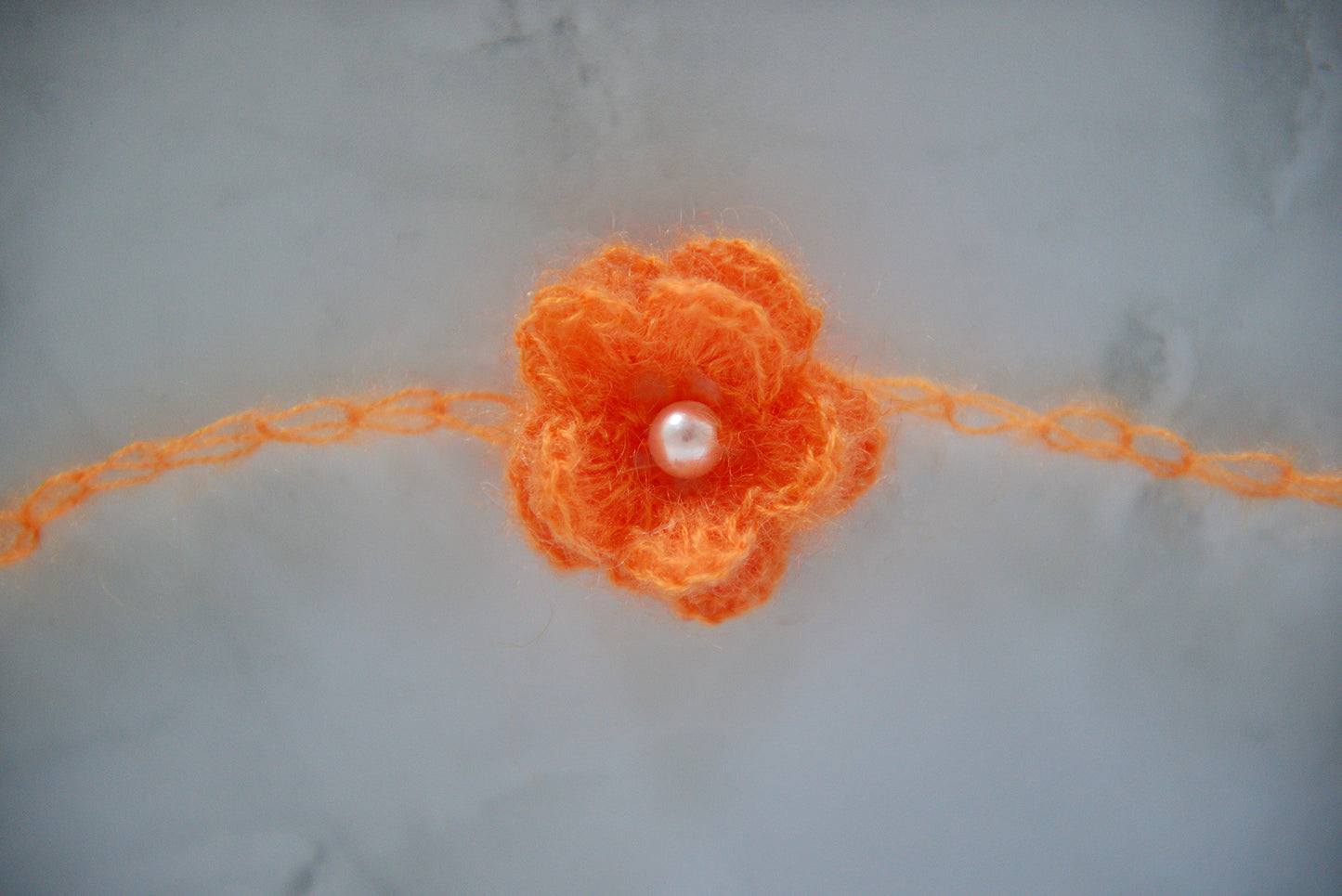 Mohair Flower Headband - Orange