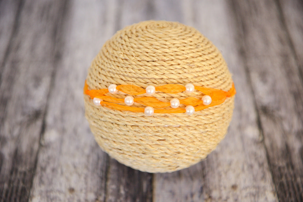 Beaded Ribbon Headband - Orange