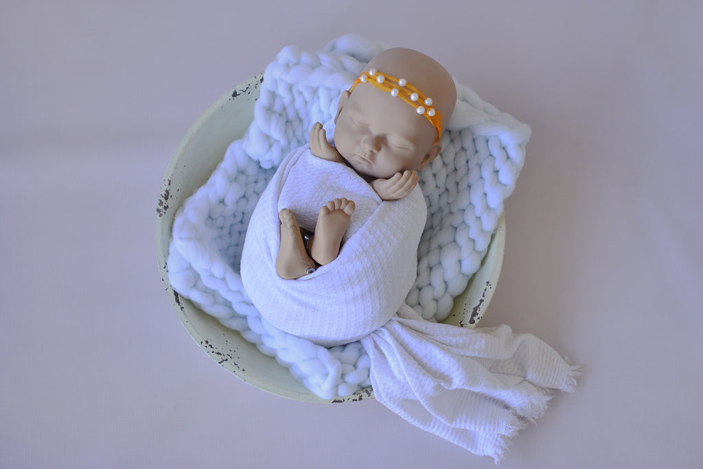 Beaded Ribbon Headband - Orange