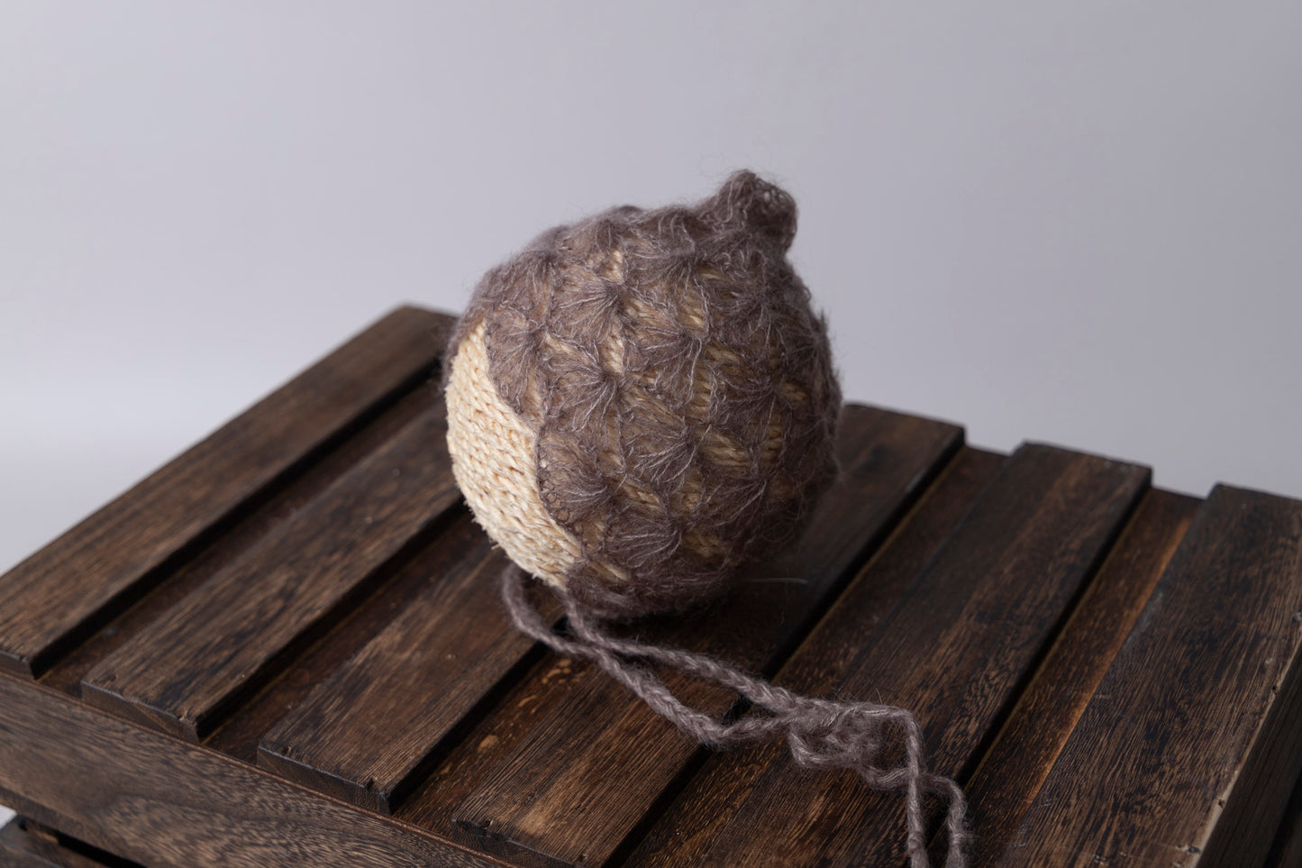 Ornate Pointy Mohair Bonnet - Nut