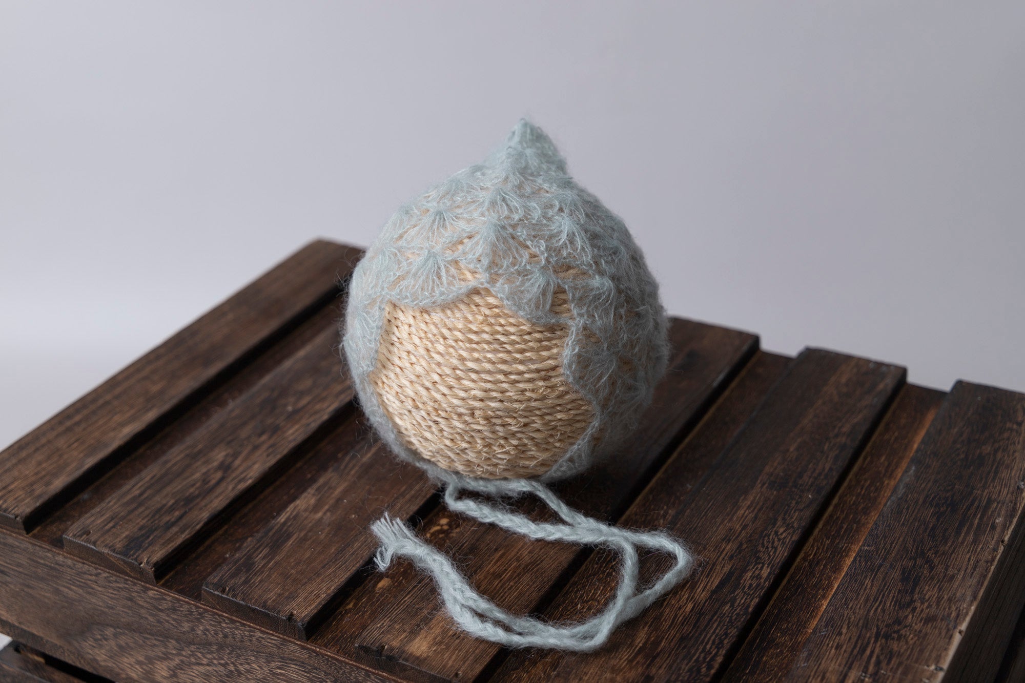 Ornate Pointy Mohair Bonnet - Pale Green