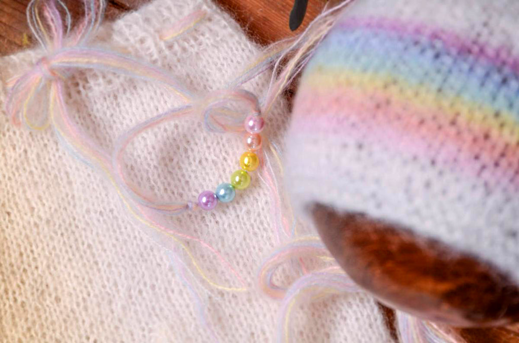 SET Mohair Pants and Adjustable Bonnet - Rainbow-Newborn Photography Props