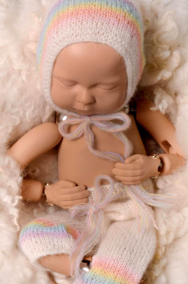 SET Mohair Pants and Adjustable Bonnet - Rainbow-Newborn Photography Props