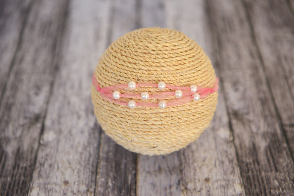 Beaded Ribbon Headband - Pink