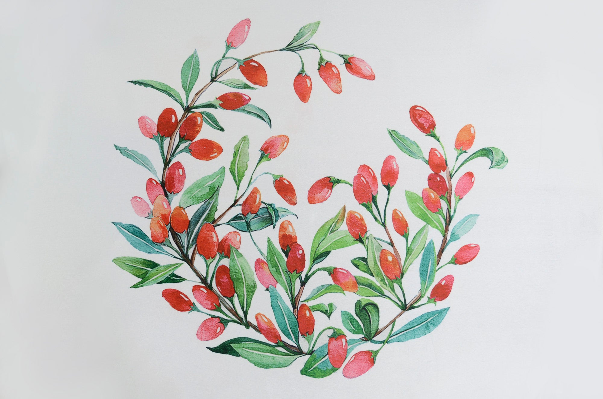 Printed Fabric - Red Berries