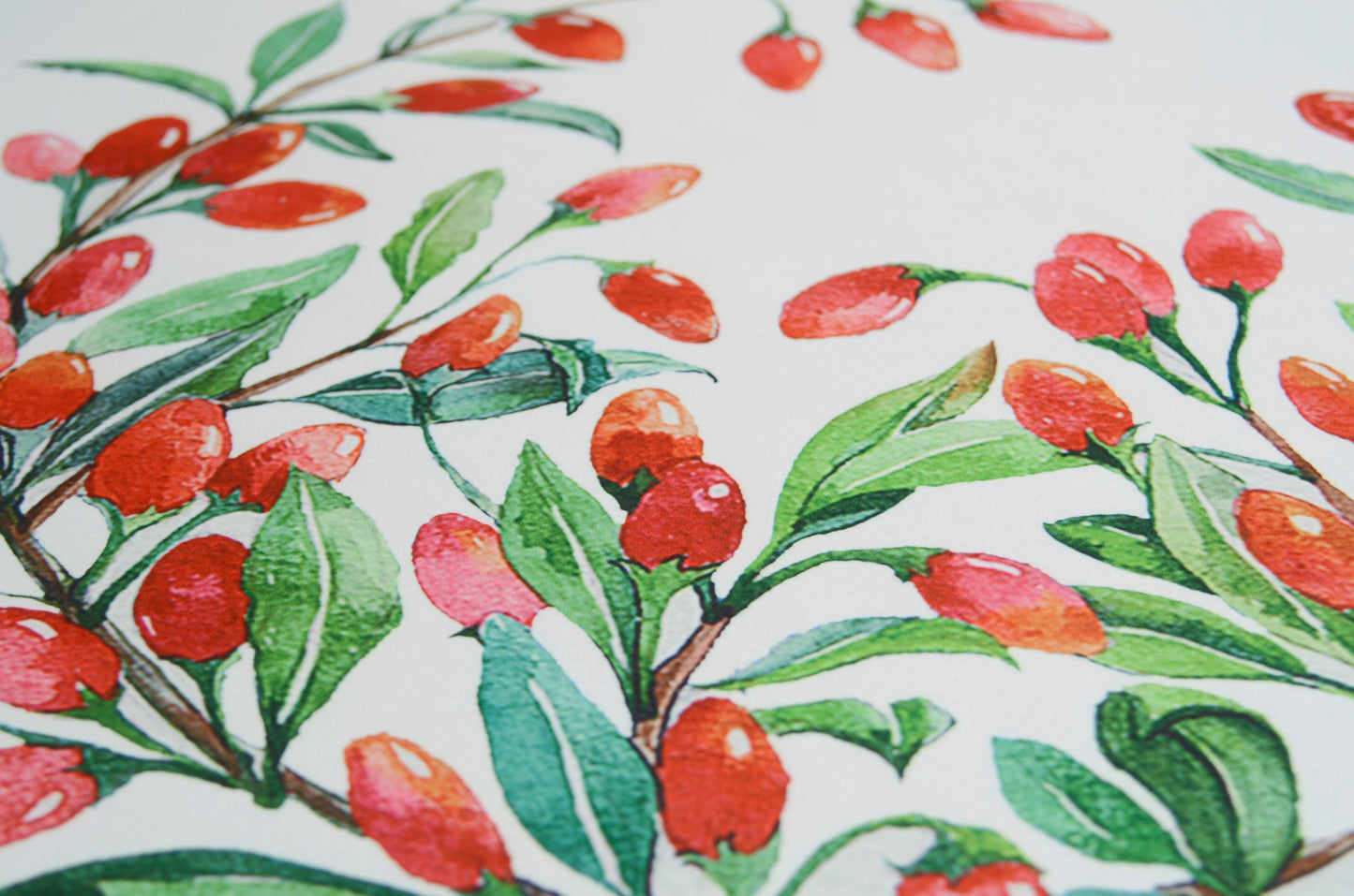 Printed Fabric - Red Berries
