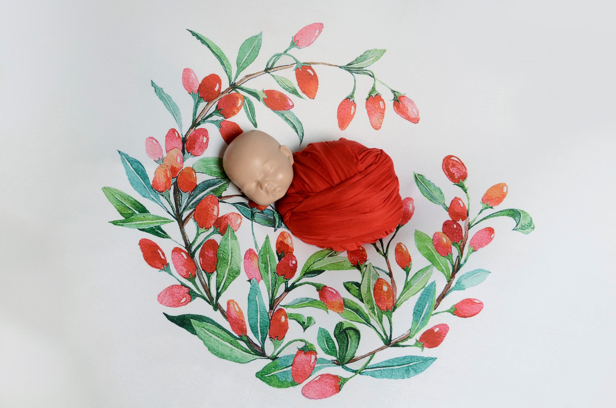 Printed Fabric - Red Berries