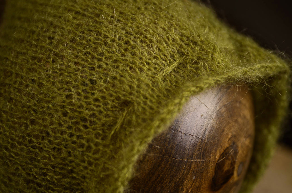 Adjustable Pointy Mohair Bonnet - Olive-Newborn Photography Props