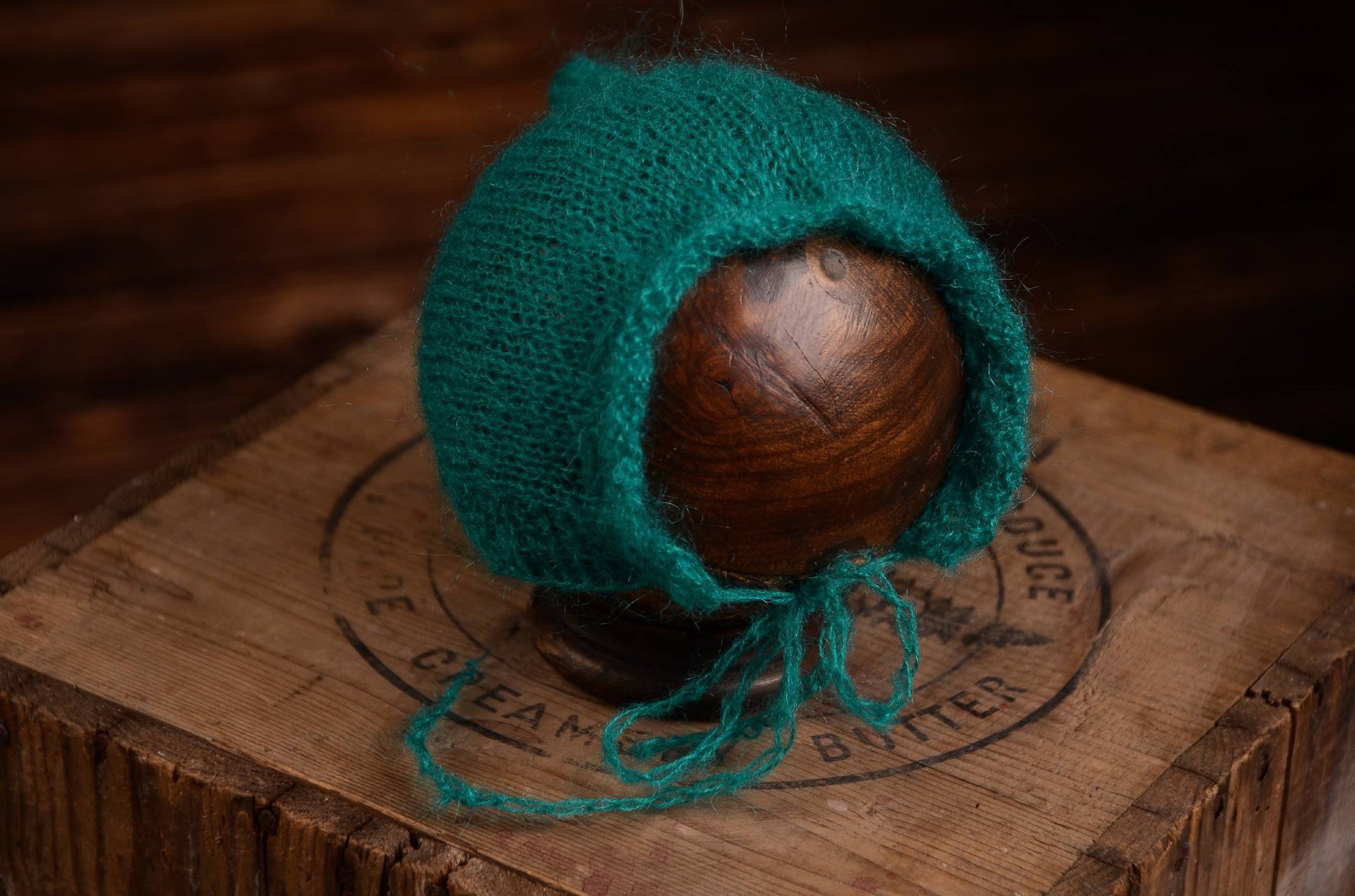 Adjustable Pointy Mohair Bonnet - Peacock Green-Newborn Photography Props