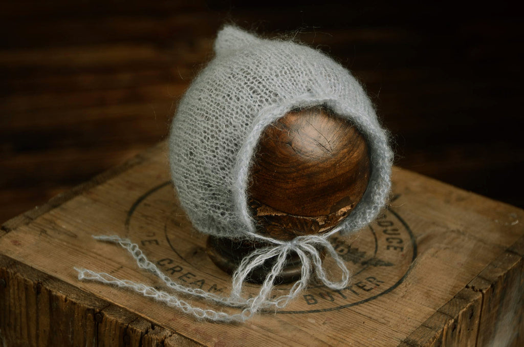 Adjustable Pointy Mohair Bonnet - Pale Green-Newborn Photography Props
