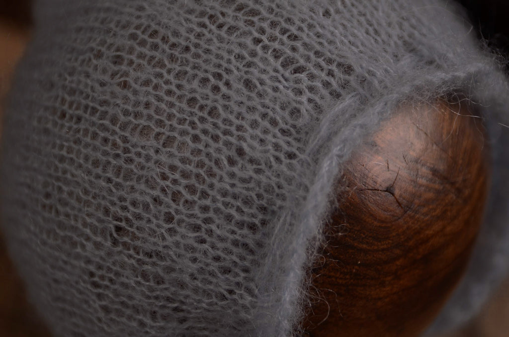 Adjustable Pointy Mohair Bonnet - Silver-Newborn Photography Props