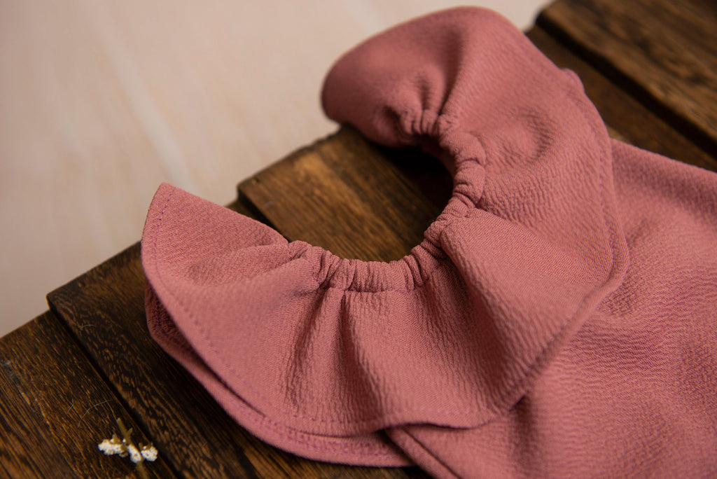 Ruffled Sleeveless Bodysuit - Textured - Mauve