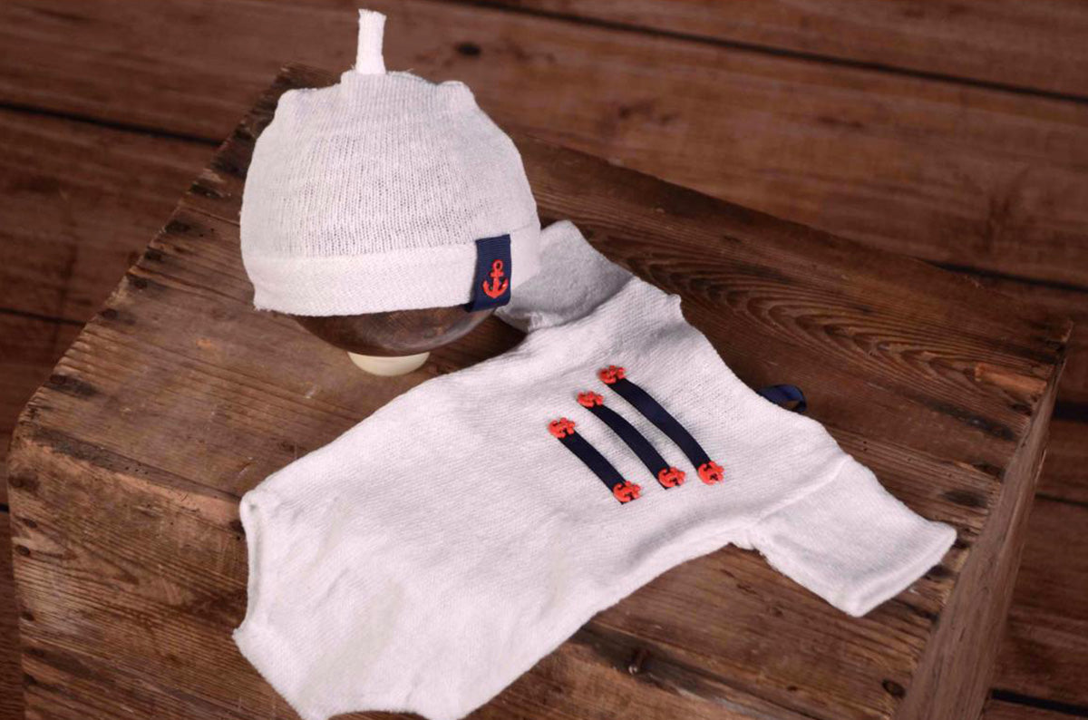 SET Sailor - White-Newborn Photography Props