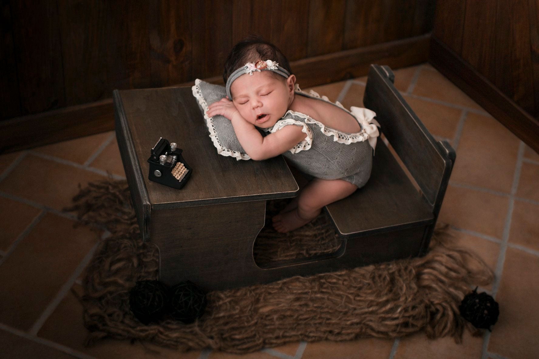 Wooden School Desk for newborn photography prop – Newborn Studio Props