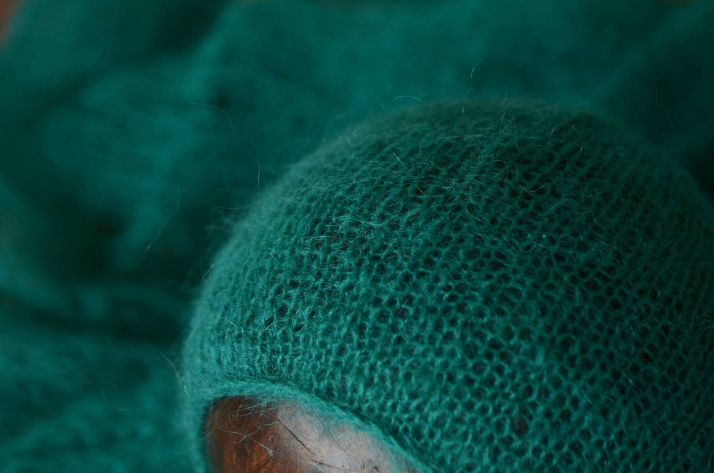 SET Mohair Knit Baby Wrap and Bonnet - Peacock Green-Newborn Photography Props