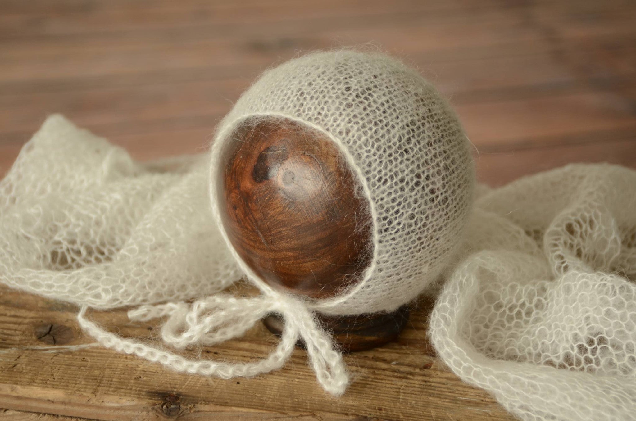 SET Mohair Knit Baby Wrap and Bonnet - Milk White-Newborn Photography Props