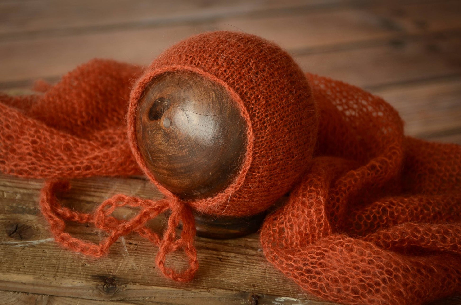 SET Mohair Knit Baby Wrap and Bonnet - Vermeil-Newborn Photography Props