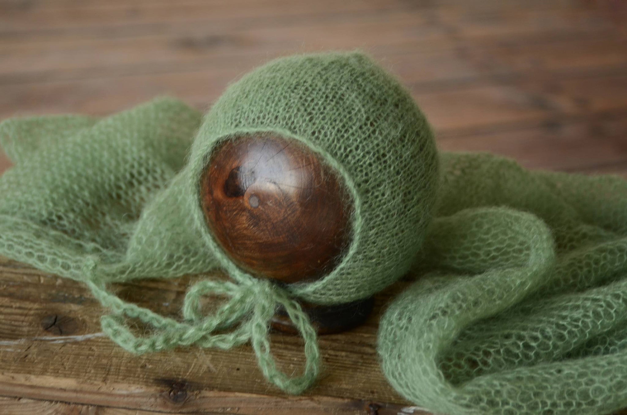 SET Mohair Knit Baby Wrap and Bonnet - Sage-Newborn Photography Props
