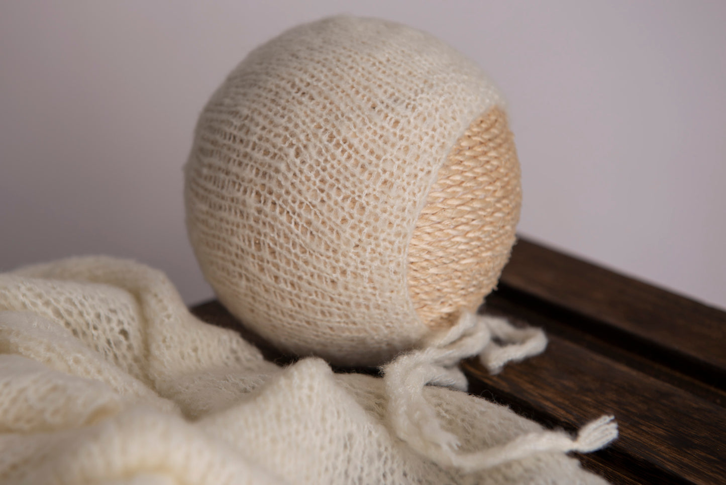 SET Smooth Mohair Bonnet and Wrap - Ivory