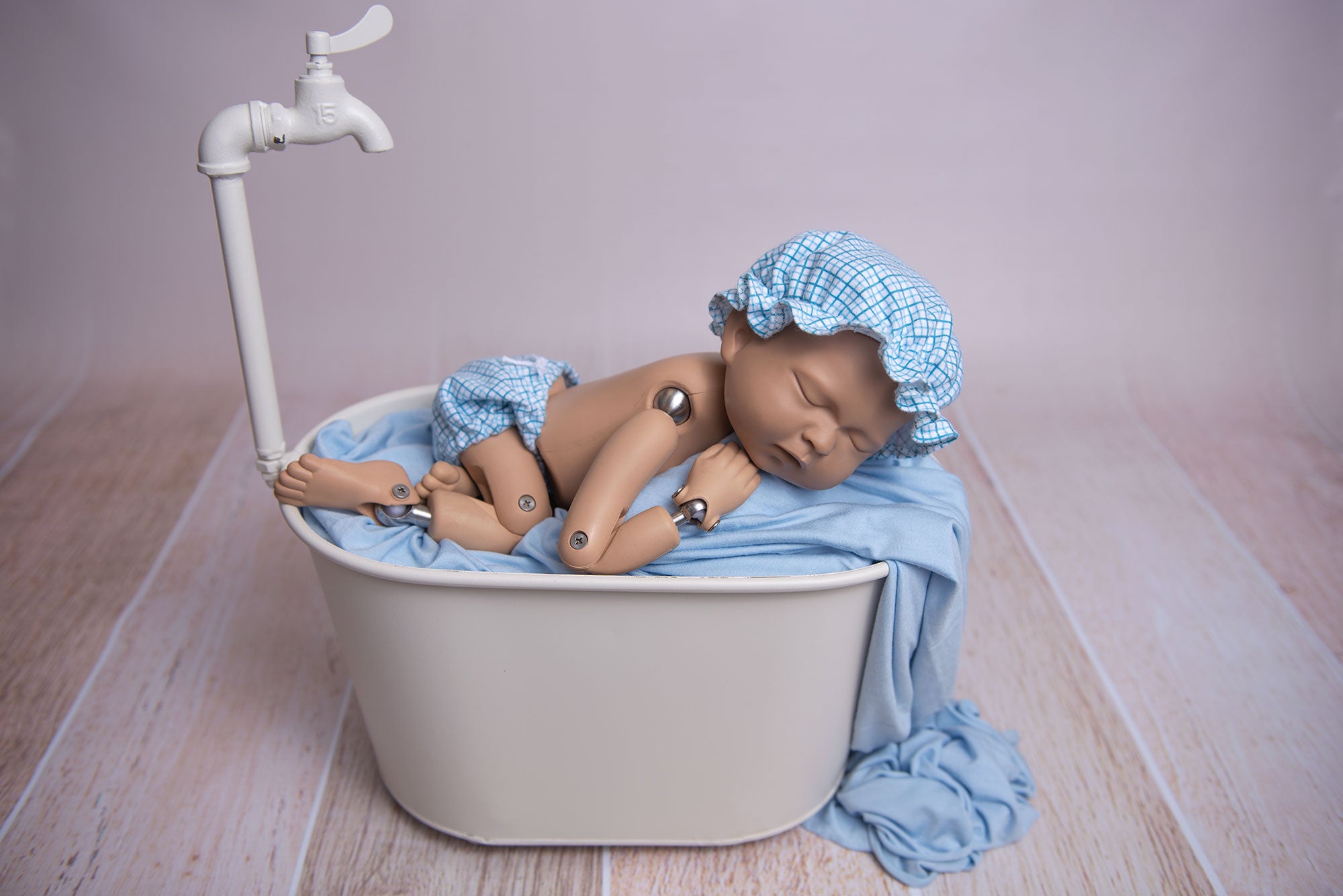 SET Bath/Spa Bloomer and Shower Cap - Blue