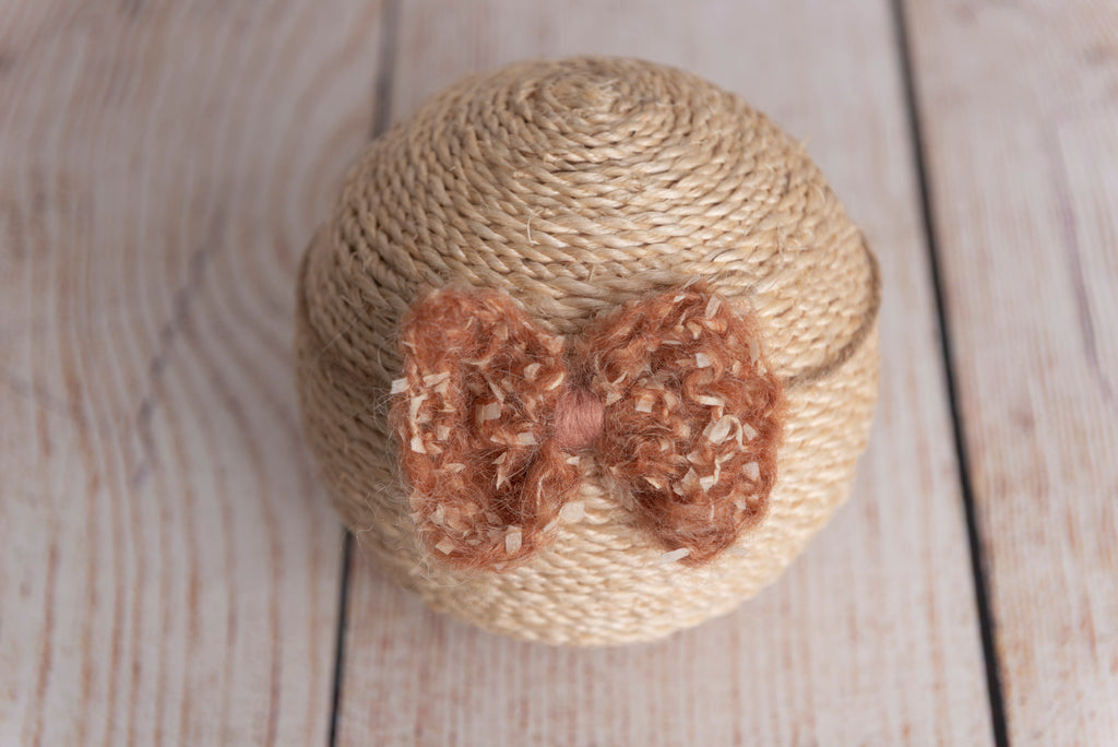 Speckled Mohair Bow Headband - Rust