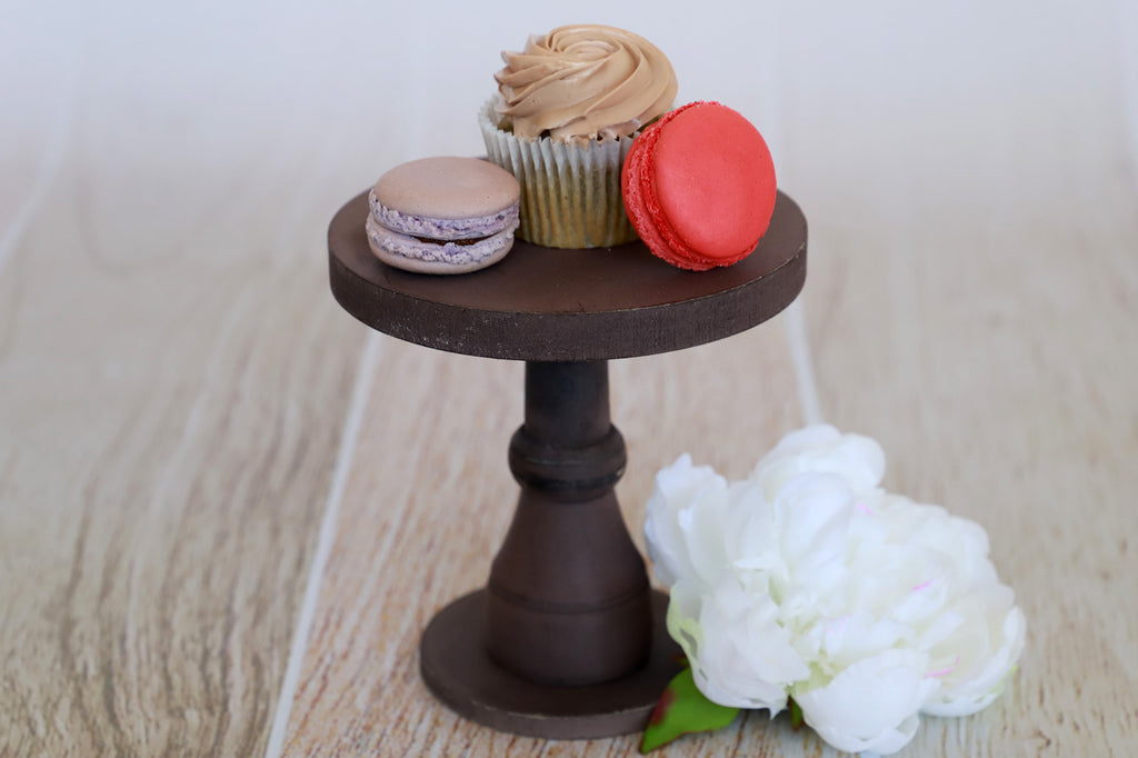 Rustic Cake Stand/Nightstand - 6.5in Tall - Brown