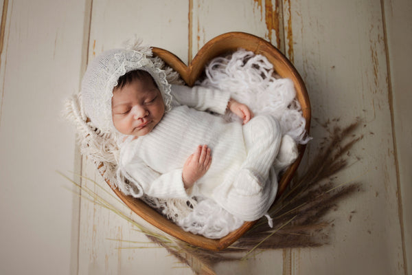 Newborn Heart wooden box bowl bed rustic vintage wood basket Valentines cheapest infant twins sitter baby toddler doll posing photography photo props