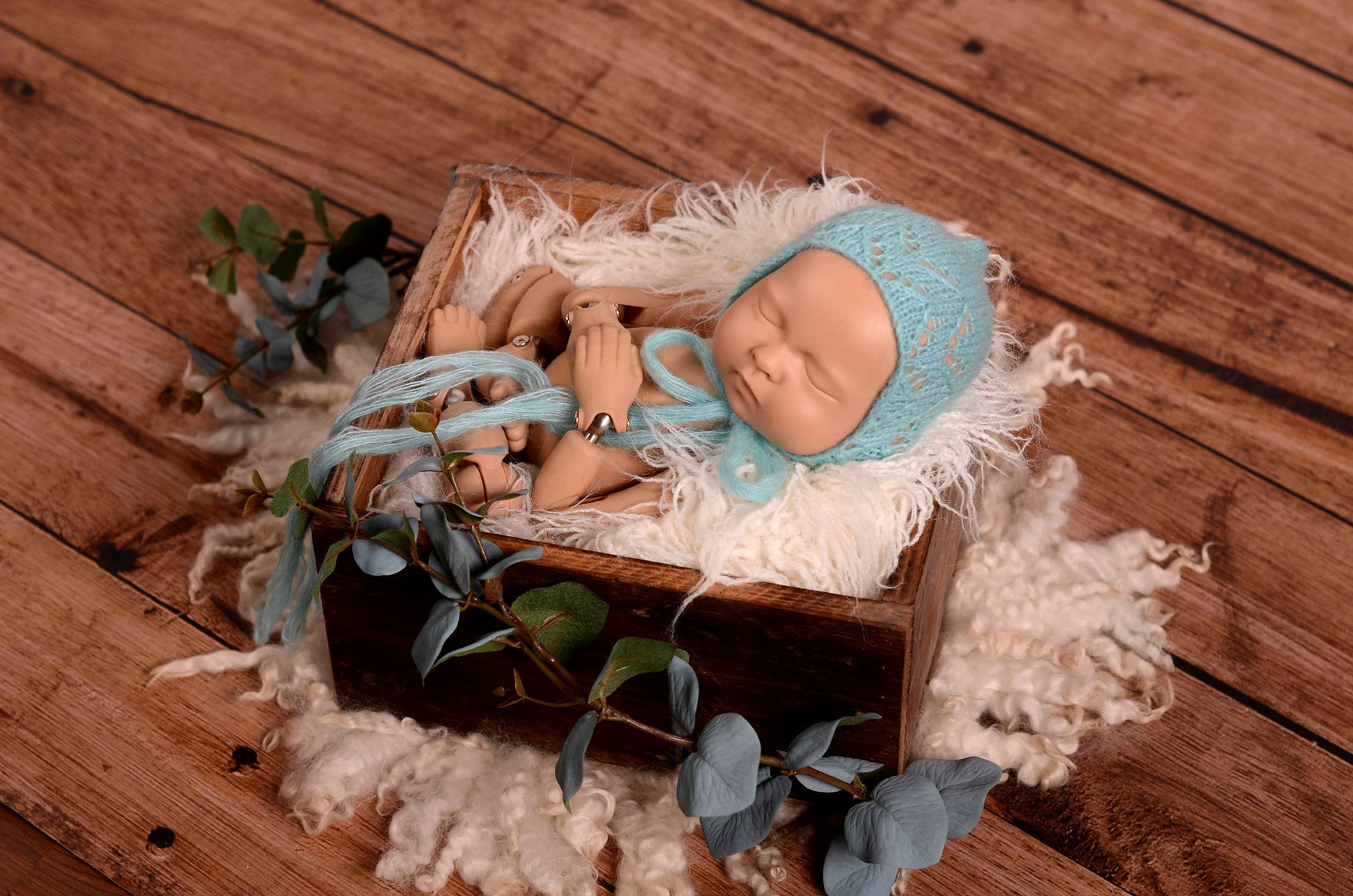 Threaded Mohair Bonnet - Light Blue-Newborn Photography Props