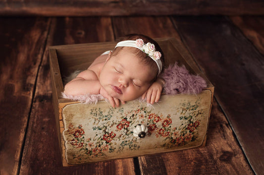 Rustic Drawer - Floral Print Model 1-Newborn Photography Props