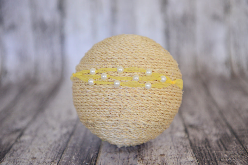 Beaded Ribbon Headband - Yellow