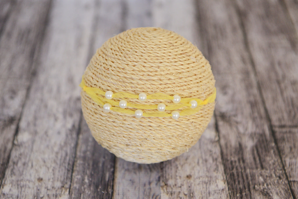 Beaded Ribbon Headband - Yellow